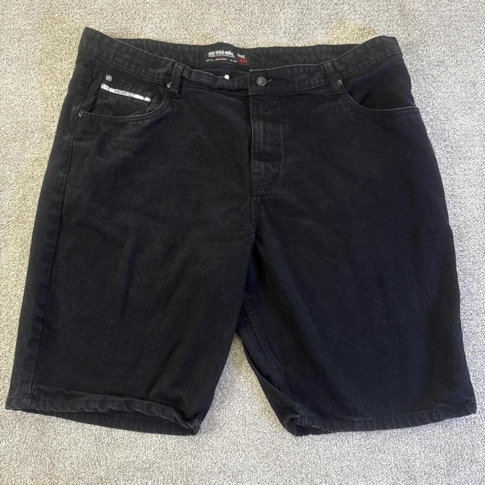 Ecko Unltd Black Denim Shorts Baggy Size 44 Y2K Streetwear